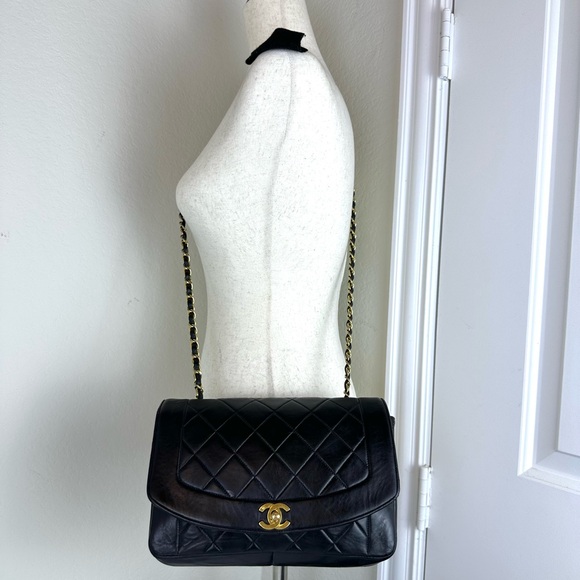 CHANEL DIANA 25 Single Flap Quilted Logo Lambskin Chain Bag - Picture 3 of 13